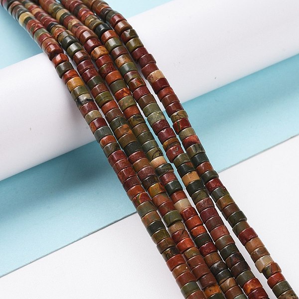 

PandaHall Natural Polychrome Jasper/Picasso Stone/Picasso Jasper Beads Strands, Heishi Beads, Flat Round/Disc, 4x2mm, Hole: 1mm, about...