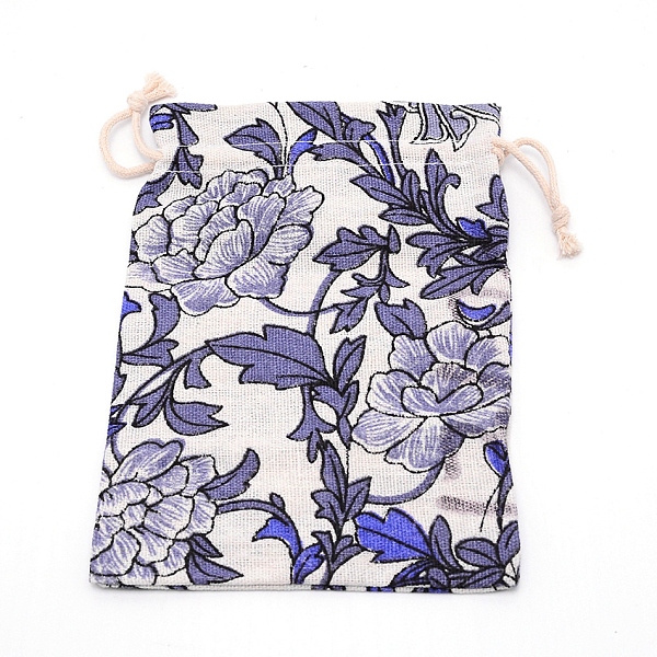 

PandaHall Burlap Pouches, Polyester Drawstring Bags, Flower Pattern, Slate Blue, 18.5x13cm Burlap Flower Blue