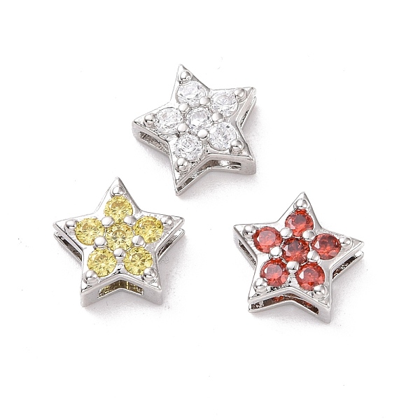 

PandaHall Eco-friendly Brass Micro Pave Cubic Zirconia Slide Charms, Cadmium Free & Lead Free, Long-Lasting Plated, Platinum, Star, Mixed..., Multicolor