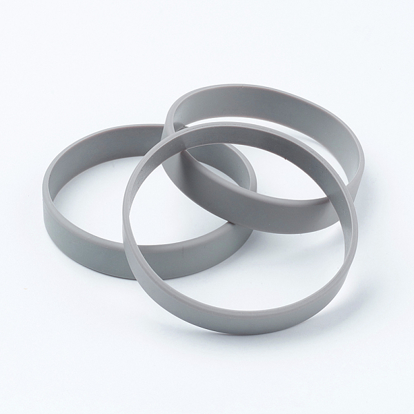 

PandaHall Silicone Wristbands Bracelets, Cord Bracelets, Gray, 7-1/8 inch(18cm), 12x2mm Silicone Gray