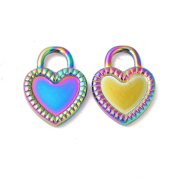 

PandaHall Ion Plating(IP) 304 Stainless Steel Pendants, Heart Charms, Rainbow Color, 18x14x3mm, Hole: 4.5x5mm 304 Stainless Steel Heart