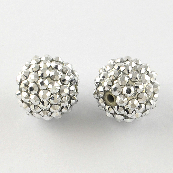 

PandaHall Resin Rhinestone Beads, with Acrylic Round Beads Inside, for Bubblegum Jewelry, Silver, 16x14mm, Hole: 2~2.5mm Resin+Rhinestone...