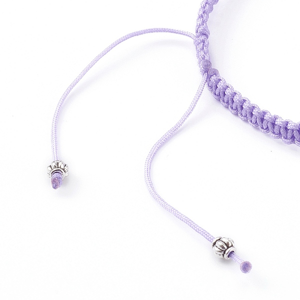 

PandaHall Chakra Jewelry, Adjustable Nylon Cord Braided Bead Bracelet, with Evil Eye Lampwork Round Beads and Alloy Spacer Beads, Lilac..., Purple