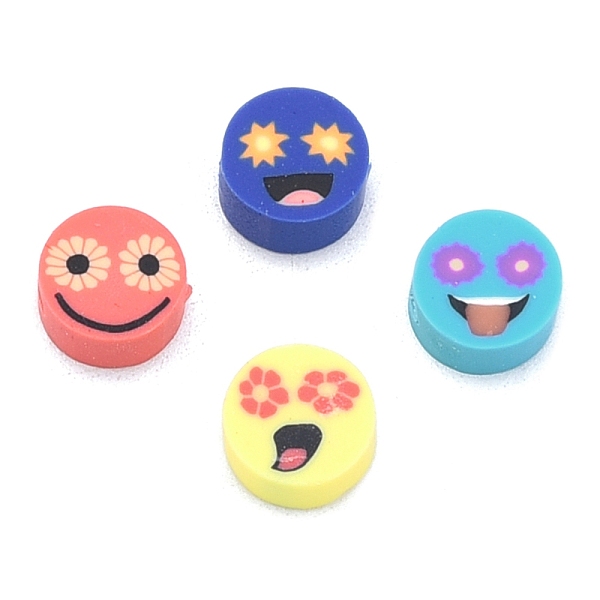 

PandaHall Handmade Polymer Clay Beads, Flat Round with Smiling Face Pattern, Mixed Color, 9x4.5mm, Hole: 1.8mm Polymer Clay Flat Round..., Multicolor