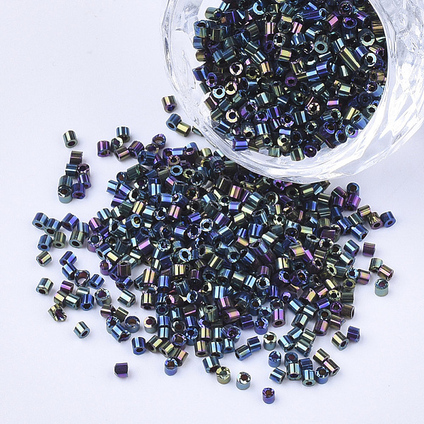 

PandaHall Electroplate Glass Cylinder Beads, Seed Beads, Round Hole, Iris, Colorful, 1.5~2x1~2mm, Hole: 0.8mm, about 8000pcs/bag, about...