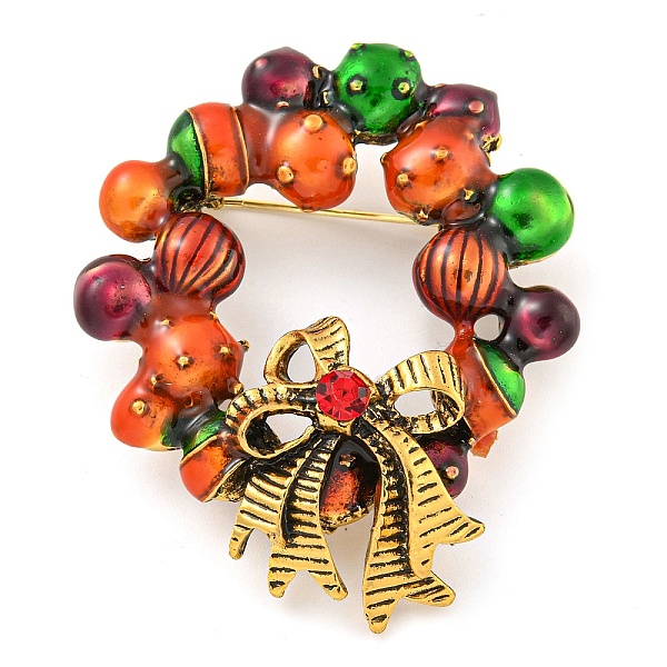 

PandaHall Christmas Theme Golden Zinc Alloy with Rhinestone Brooches, Enamel Pins, Christmas Wreath, 52.5x43.5x9.5mm Alloy+Enamel Christmas...