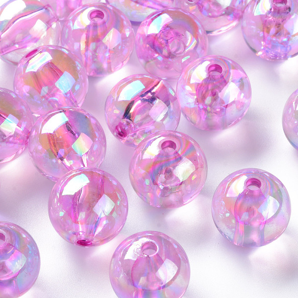 

PandaHall Transparent Acrylic Beads, AB Color Plated, Round, Violet, 16x15mm, Hole: 2.8mm, about 220pcs/500g Acrylic Round Purple