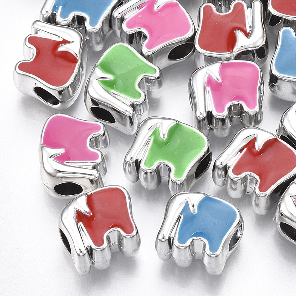 

PandaHall UV Plating Acrylic European Beads, with Enamel, Large Hole Beads, Elephant, Mixed Color, Platinum, 12x13x9mm, Hole: 4.5mm Acrylic..., Multicolor