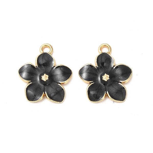 

PandaHall Alloy Enamel Pendants, Cadmium Free & Nickel Free & Lead Free, Golden, Flower Charm, Black, 16x14x2.4mm, Hole: 1.5mm Alloy+Enamel...