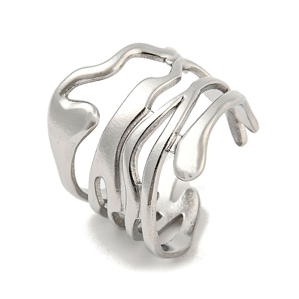 

PandaHall 304 Stainless Steel Open Cuff Ring, Hollow Wide Band Rings, Stainless Steel Color, US Size 7 1/4(17.5mm) 304 Stainless Steel