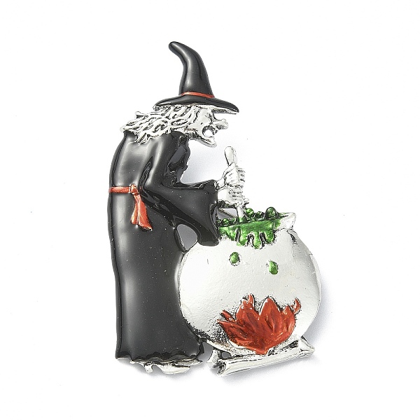

PandaHall Alloy Glass Rhinestone Brooches, Enamel Pins, for Halloween, Witch, Human, 64x36.5x8mm Alloy+Rhinestone Human