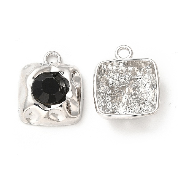 

PandaHall Rack Plating Alloy Glass Pendants, Square Charms, Black, Cadmium Free & Lead Free, Platinum, 17x14x6mm, Hole: 2mm Alloy+Glass...