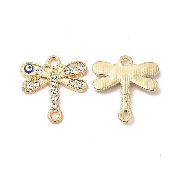 

PandaHall Alloy Rhinestone Connector Charms, Dragonfly with Evil Eye, Golden, 19x18x2.5mm, Hole: 1.8mm Alloy Rhinestone+Enamel Dragonfly..., Clear