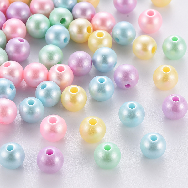 

PandaHall Opaque Acrylic Beads, Round, Mixed Color, 8x7mm, Hole: 2mm Acrylic Round Multicolor