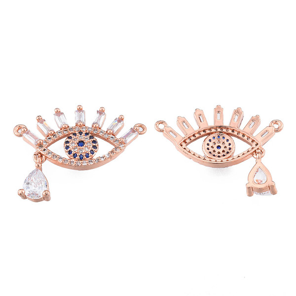 

PandaHall Brass Micro Pave Clear Cubic Zirconia Pendants, Nickel Free, Eye, Rose Gold, 15x28x4mm, Hole: 1.4mm Brass+Cubic Zirconia Eye Clear