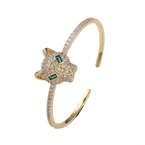 Cubic Zirconia Leopard Open Cuff Bangle