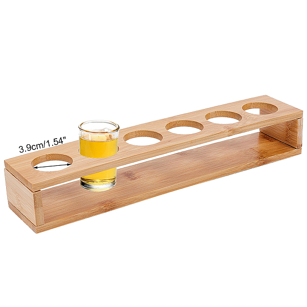 

PandaHall 6 Round Holes Bamboo Shot Glasses Holders, Beer Wine Glasses Organizer Rack for Family Party Bar Pub, Rectangle, Sandy Brown...