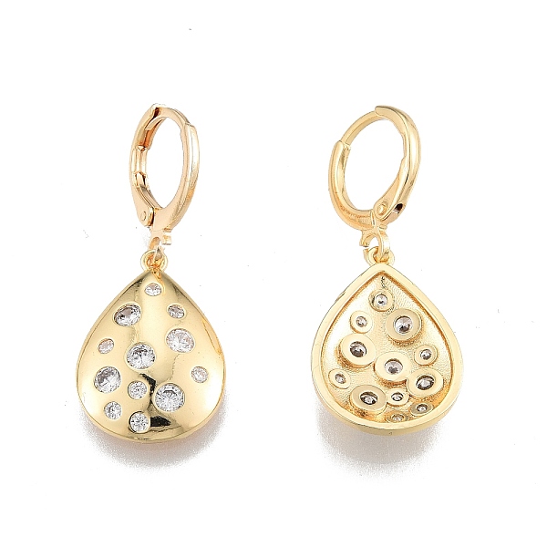 

PandaHall Clear Cubic Zirconia Teardrop Dangle Leverback Earrings, Brass Jewelry for Women, Cadmium Free & Nickel Free & Lead Free, Real 18K...