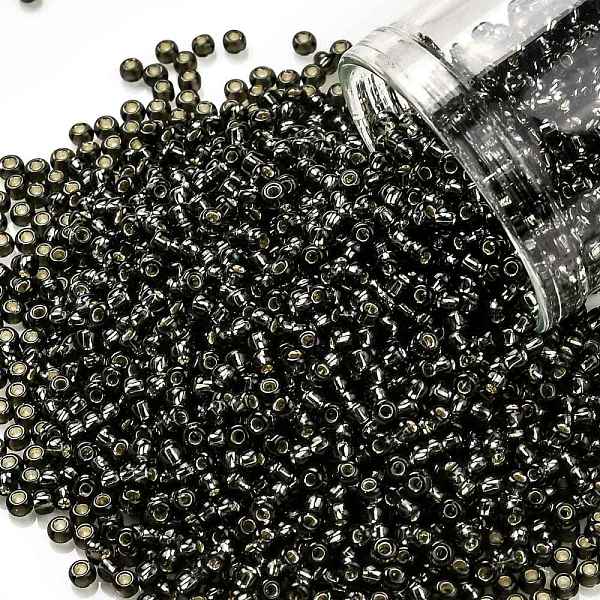 

PandaHall TOHO Round Seed Beads, Japanese Seed Beads, (29C) Silver Lined Dark Black Diamond, 11/0, 2.2mm, Hole: 0.8mm, about 50000pcs/pound..., Gray
