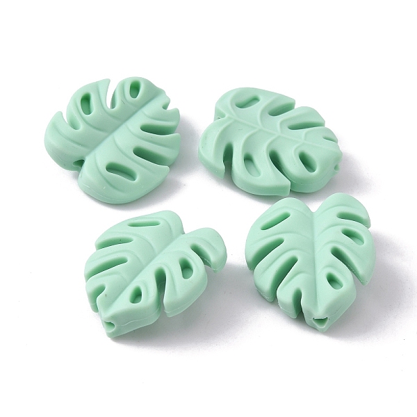 

PandaHall Food Grade Eco-Friendly Silicone Beads, Chewing Beads For Teethers, DIY Nursing Necklaces Making, Monstera Leaf, Aquamarine..., Green