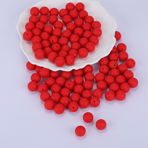 

PandaHall Round Silicone Focal Beads, Chewing Beads For Teethers, DIY Nursing Necklaces Making, Red, 15mm, Hole: 2mm Silicone Round Red