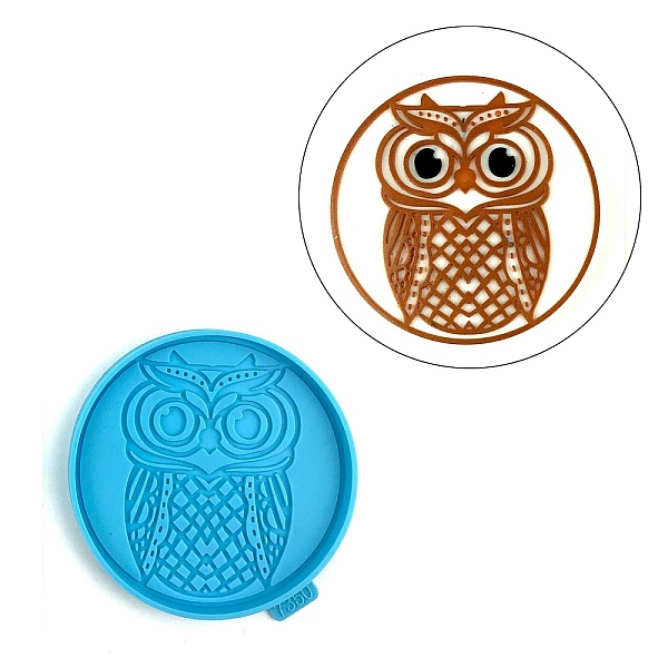 PandaHall Halloween Themed Cup Mat Silicone Molds, Resin Casting Molds, for UV Resin, Epoxy Resin Craft Making, Flat Round, Owl Pattern...