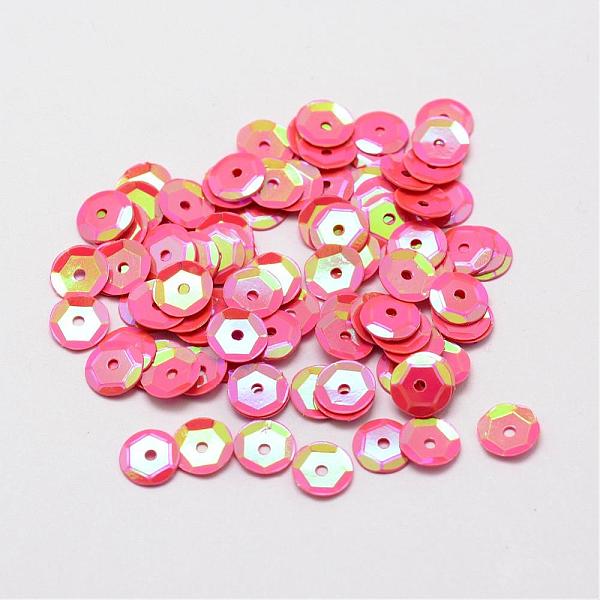 

PandaHall Plastic Paillette Beads, Semi-cupped Sequins Beads, Center Hole, Pale Violet Red, 8x0.5mm, Hole: 1mm Plastic Disc Pink