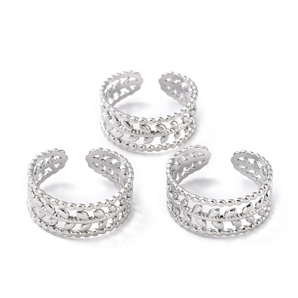 

PandaHall 304 Stainless Steel Finger Rings, Cuff Rings, Long-Lasting Plated, Leaf, Stainless Steel Color, US Size 7 3/4(17.9mm), 6.5~8mm 304...
