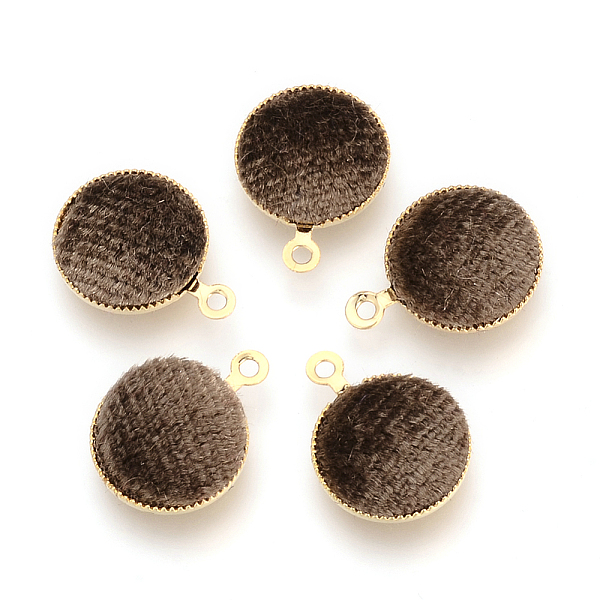 

PandaHall Handmade Velours Covered Pendants, with Brass Findings, Flat Round, Golden, Camel, 14x11x3mm, Hole: 1mm Cloth Flat Round Brown
