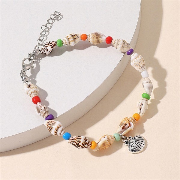 

PandaHall Bohemian Shell Beaded Bracelets, Summer Beach Vacation Shell Shape Charm Bracelets for Women Shell