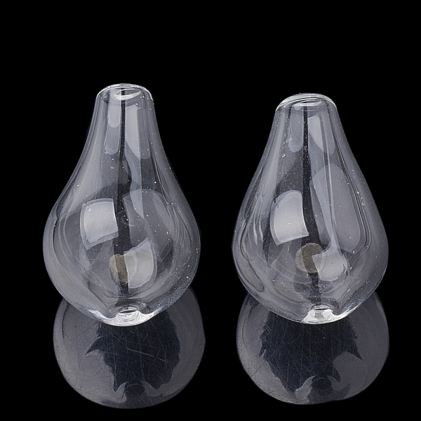 

PandaHall Handmade Blown Glass Beads, teardrop, Clear, 25~27x17mm, Hole: 2~3mm Glass Teardrop Clear