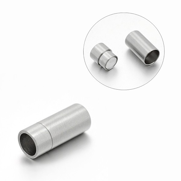 

PandaHall Matte 304 Stainless Steel Column Magnetic Clasps with Glue-in Ends, Stainless Steel Color, 19x8mm, Hole: 6mm 304 Stainless Steel...