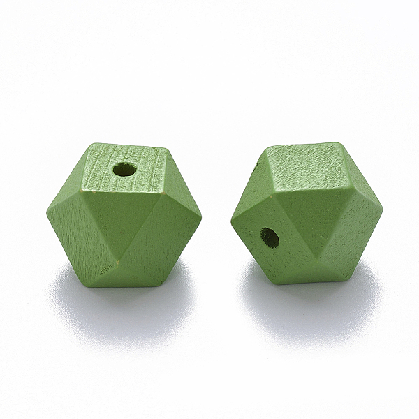 

PandaHall Painted Natural Wood Beads, Polygon, Lime Green, 15.5x16x16mm, Hole: 3.5mm Wood Polygon