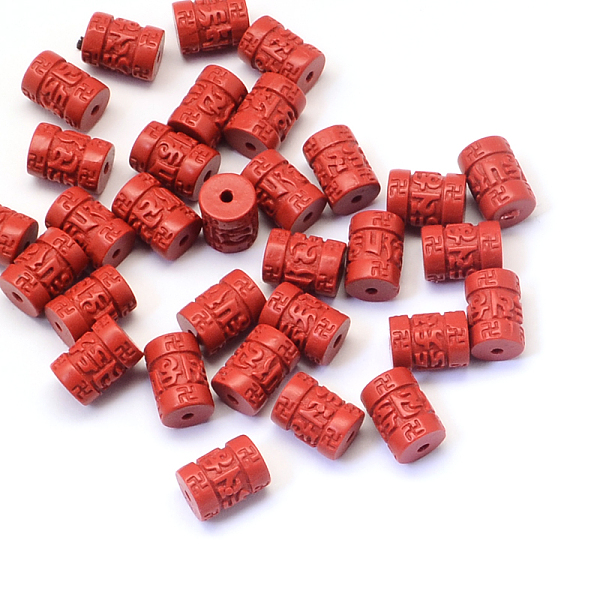 

PandaHall Column Cinnabar Beads, FireBrick, 8x11~2mm, Hole: 1~2mm Cinnabar Column Red