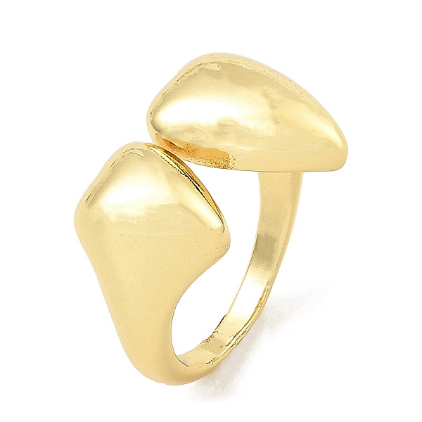 

PandaHall Double Heart Rack Plating Brass Open Cuff Rings, Cadmium Free & Lead Free, Real 18K Gold Plated, US Size 5 1/4(15.9mm) Brass Heart