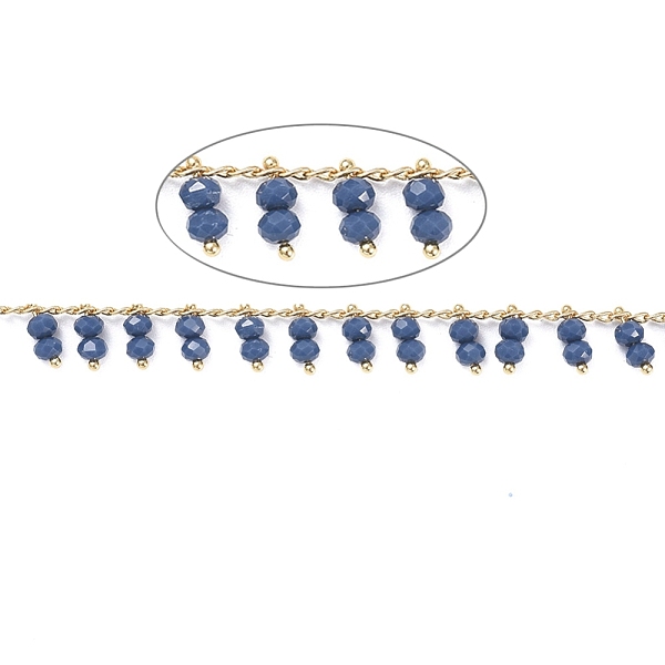

PandaHall 3.28 Feet Handmade Glass Beaded Chains, Soldered, with Golden Tone Brass Findings, Long-Lasting Plated, Prussian Blue, 2x1mm...