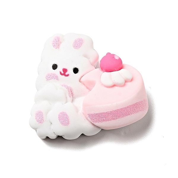

PandaHall Lovely Rabbit Opaque Resin Decoden Cabochons, Cake Pattern, 22.5x24.5x8mm Resin Food