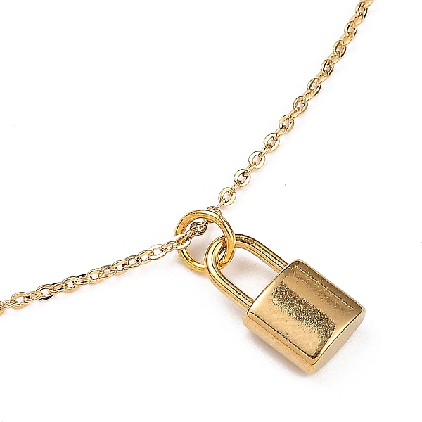 

PandaHall Pendant Necklaces, with Brass Cable Chains, 304 Stainless Steel Pendants & Lobster Claw Clasps, Padlock, Golden, 18.03 inch...