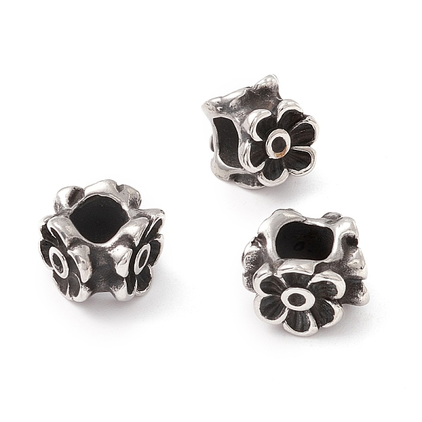 

PandaHall 304 Stainless Steel European Beads, Large Hole Beads, Manual Polishing, Flower, Antique Silver, 7.5x11x9.5mm, Hole: 5mm 304...