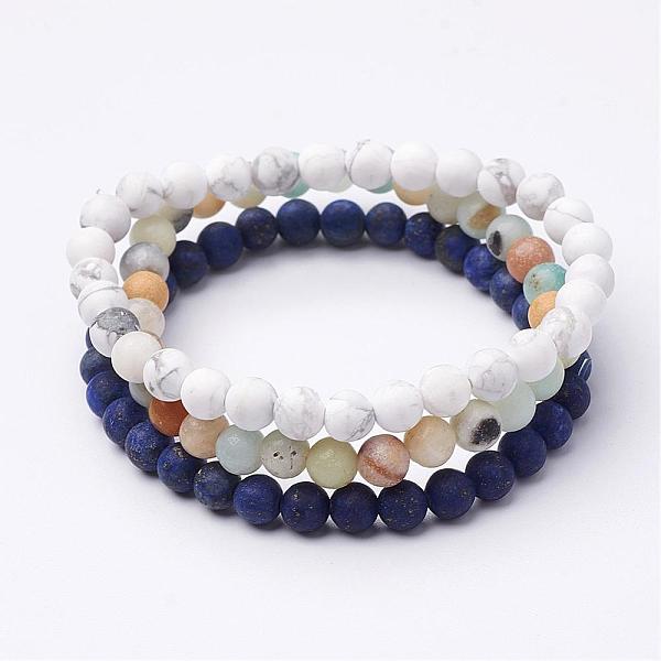 

PandaHall Mixed Gemstone Beaded Stretch Bracelet Sets, Stackable Bracelets, Natural Amazonite, Natural Lapis Lazuli(Dyed & Heated) and..., Multicolor