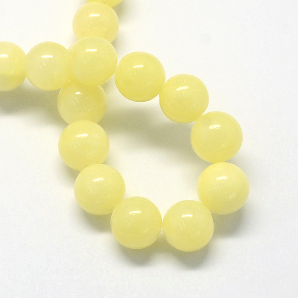 Chapelets de perles de pierres en jade jaune teinte