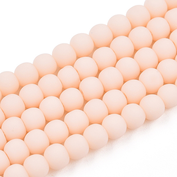 

PandaHall Opaque Glass Beads Strands, Frosted, Round, PeachPuff, 4~4.5mm, Hole: 0.8mm, about 97~99pcs/strand, 14.76 inch~14.96 inch..., Brown