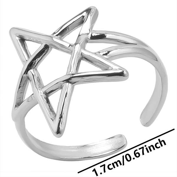 

PandaHall Stainless Steel Star Open Cuff Ring Women, Stainless Steel Color Other Star