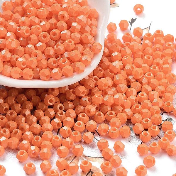 

PandaHall Baking Paint Glass Seed Beads, Bicone, Coral, 4.5x3.5mm, Hole: 1.4mm, about 5625pcs/pound Glass Bicone Red
