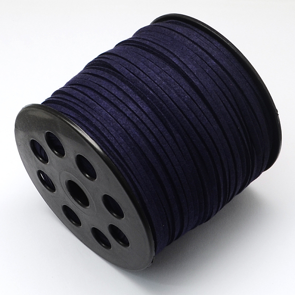 

PandaHall Faux Suede Cord, Faux Suede Lace, Midnight Blue, 2.7x1.4mm, about 98.42 yards(90m)/roll Faux Suede Blue