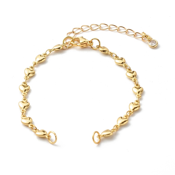 

PandaHall Bracelet Making Accessories, with Brass Heart Link Chains, 304 Stainless Steel Lobster Claw Clasps & Jump Rings & Brass Cubic...