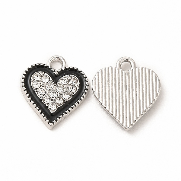 

PandaHall Alloy Enamel Pendants, with Crystal Rhinstone, Heart Charm, Platinum, 15x13.5x2.5mm, Hole: 2mm Alloy Rhinestone+Enamel Heart Black