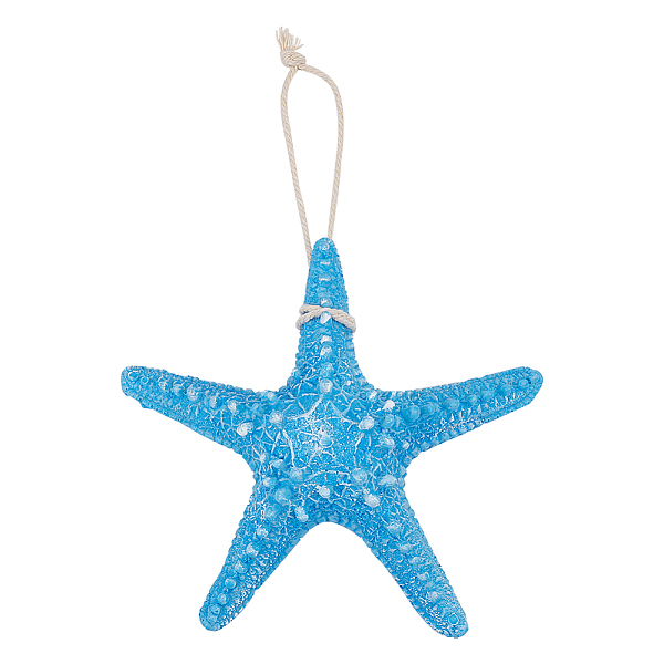 

PandaHall Hanging Resin Pendant Decorations, Mediterranean Style, Wall Decoration, Starfish, Light Sky Blue, 145x160x45mm Resin Starfish