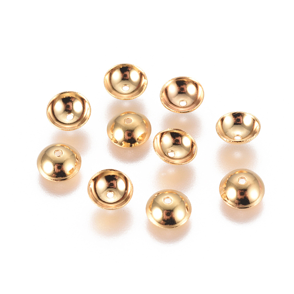 

PandaHall 304 Stainless Steel Bead Caps, Apetalous, Half Round, Golden, 6x2mm, Hole: 0.8mm 304 Stainless Steel