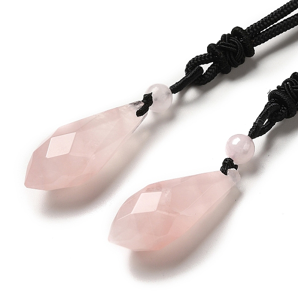 

PandaHall Cone Natural Rose Quartz Pendant Necklace with Nylon Rope for Women, 26.77 inch(68cm) Rose Quartz Cone